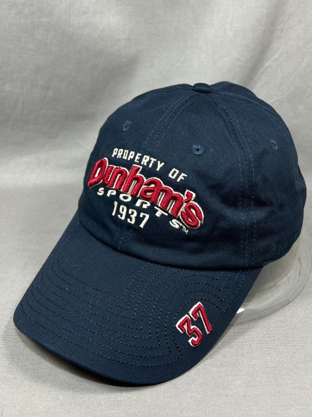 Dunhams Sports 1937 Hat Strapback Baseball Navy Blue Advertising Dad Cap Adult